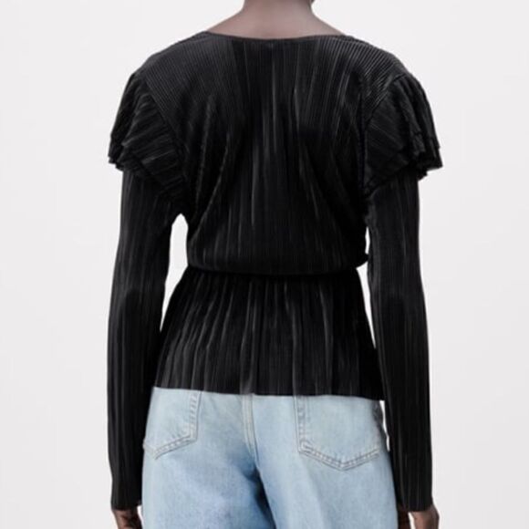 NWT Zara Ruffled Pleated Blouse - Picture 8 of 10